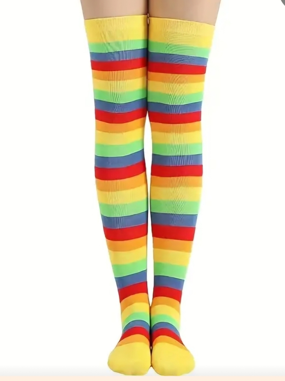NEW! 🌈 🧦 PRIDE & SOLIDARITY Rainbow Striped HIGH SOCKS CUTE RETRO FUN ONE SIZE